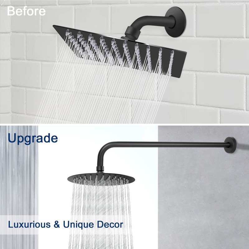 NearMoon Shower Arm, Extra Fixed Arm with Flange, Stainless Steel