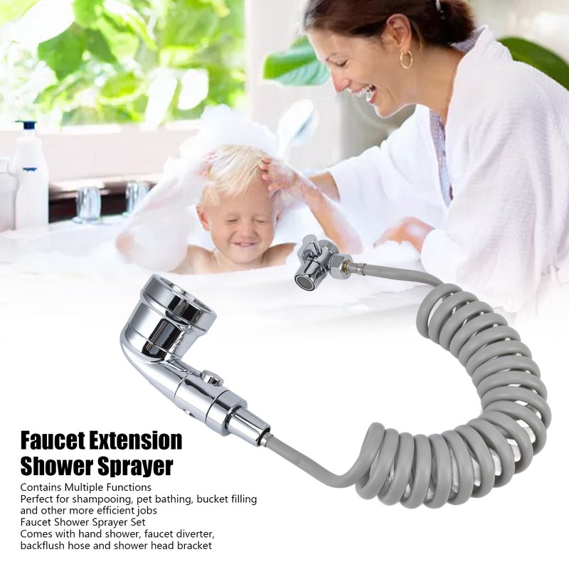 Sink Shower Sprayer Stretchy Hose Adjustable Mode Faucet Sprayer Attachment