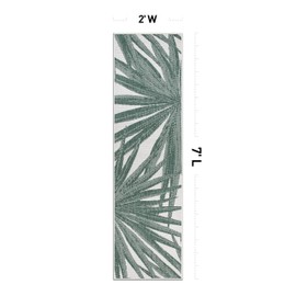 Rugshop Tropical Leaves Nature Inspired Indoor/Outdoor Runer Rug 2' x 7' Green
