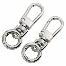 LMAPUR, Set of 2, Hook Key Chain, Metal Detachable Double Ring, Spring Key Ring, Double Ring Included, Multi Key Ring, Hook, Silver