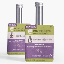 Enviroscent Difusor Stix perfumado no tóxico para habitación y hogar, recambios de 6 pulgadas (té de lavanda + miel), paquete de 8 recambios sin líquido Scent Stix | impregnado con aceites esenciales