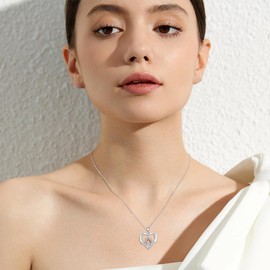 ROMANTICWORK Father Daughter Necklace 925 Sterling Silver Heart Father Daughter Son Pendant Necklace Father's Day Birthday Jewelry for Dad Son