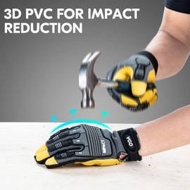 Vgo... 1 Pair Safety Leather Work Gloves, Mechanic Gloves, Batting Gloves, Rigger Gloves, Anti-Vibration, Heavy Duty (CA7725IP)