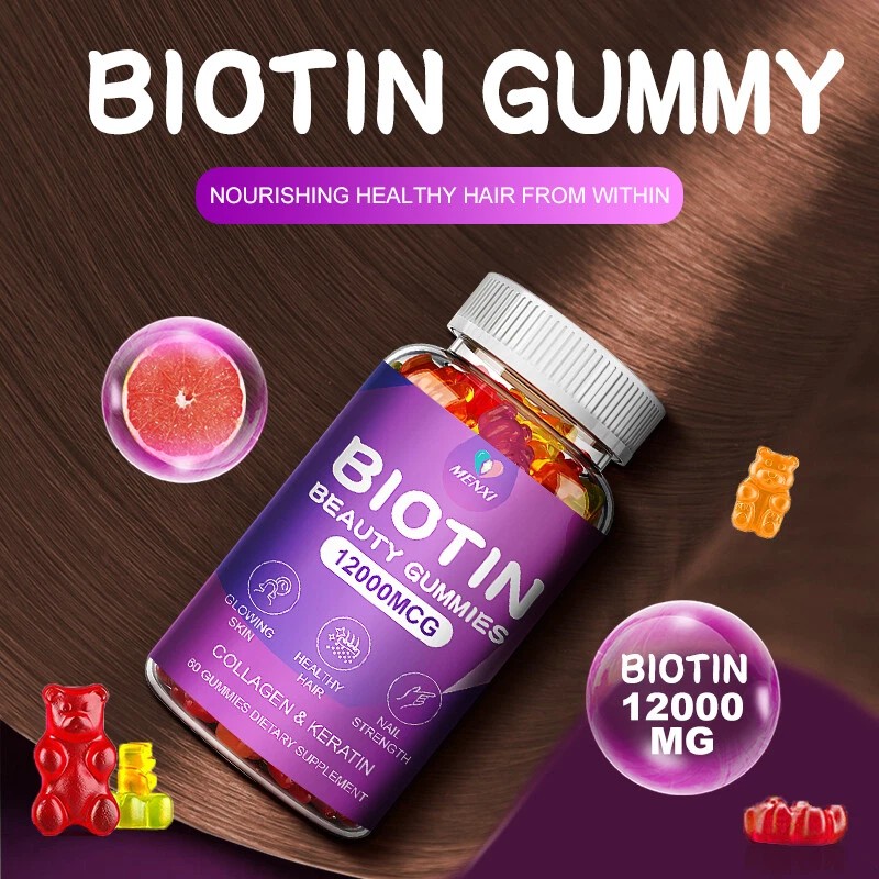 Biotin Collagen Gummies 12000Mcg - Maximum Potency for Hair, Skin,