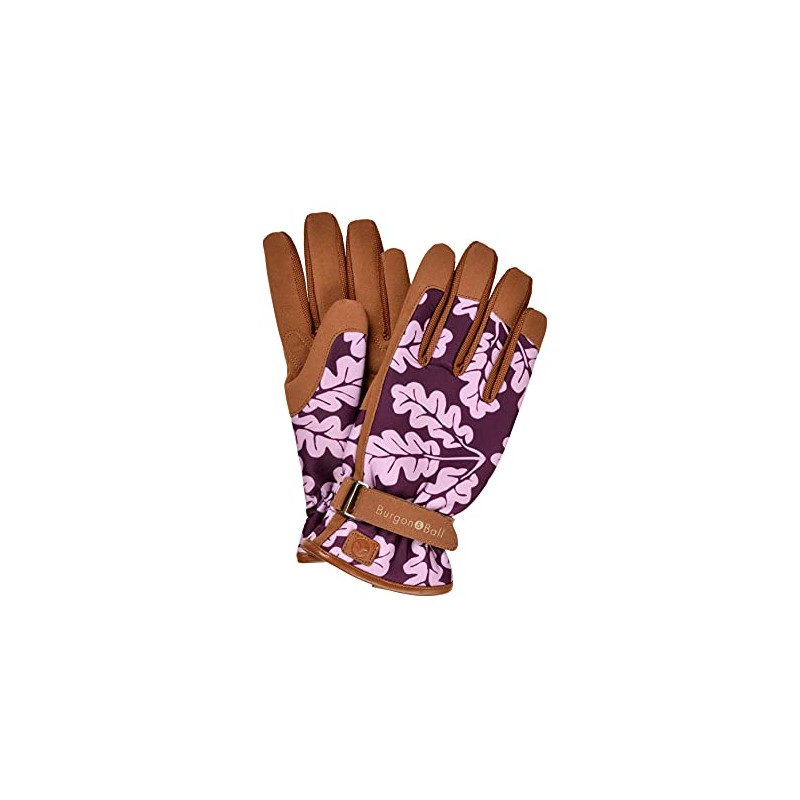 Burgon & Ball Love Oakleaf Plum S/M Gloves, Ladies, Gardening,