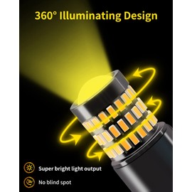 MEALAM Amber Yellow 3157 3156 3057 3056 LED Bulbs with Projector Front/Rear Turn Signal Blinker Lights Compatible with 2005-2015 Toyota Tacoma, Pack of 2