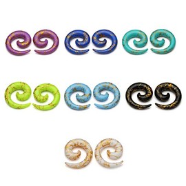 PiercingJ 14pcs Set Mixed 7 Colors UV Acrylic Spiral Snail Tapers Plug Sizes 14G-3/4 Taper Ear Stretching Kit Ear Gauges Plugs Kit, Large, Stainless Steel,Acrylic,Metal