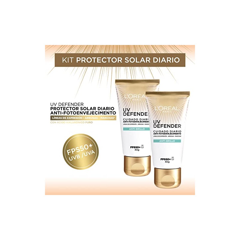 L'Oréal Paris Kit 2 pack Protector solar facial FPS50+ UV