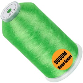 New brothread - Single Huge Spool 5000M Each Polyester Embroidery Machine Thread 40WT for Commercial and Domestic Machines - Lime Green