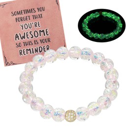 AVJUTER Firefly Glass Beads Bracelet Galaxy Mermaid Bracelets, Sometimes You Forget You're Awesome Bracelets,Inspirational Gifts for Women Teen Mom, Daughter, Sister, Best Friends with Gift Cards