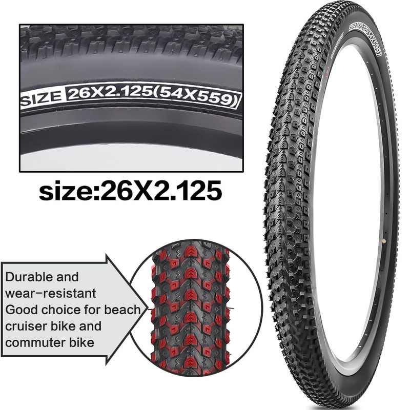 SIMEIQI 26X2.125 Inch for Mountain Bike Tires (2 Tires 2