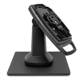 ENS Tailwind Ingenico Lane/3000/7000/8000 7" Latch and Lock Flexipole Plus Pole Mount Terminal Stand with Square Freestanding Mobility Base Plate, Black