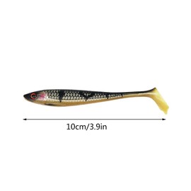 Rubber Fish Zander Set 3D Eyes Soft Fishing Lures 10 cm Fish Fishing Trout Perch Bait Jig Heads Artificial Bait Fishing Gift for Freshwater Salt Water Pack of 5 4#