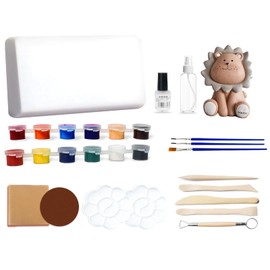 Air Dry Clay Craft Kit, Natural Pottery Kit for Beginners, Kits Includes: 1.1LBs Air-Dry Clay, Tool, Paints, Brushes, Sealant, Sandpaper, Beginners Home Pottery Kit