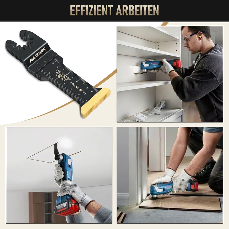MaxEarn 4Pcs 70mm Extra Long Oscillating Saw Bl-ades, Titanium Multitool