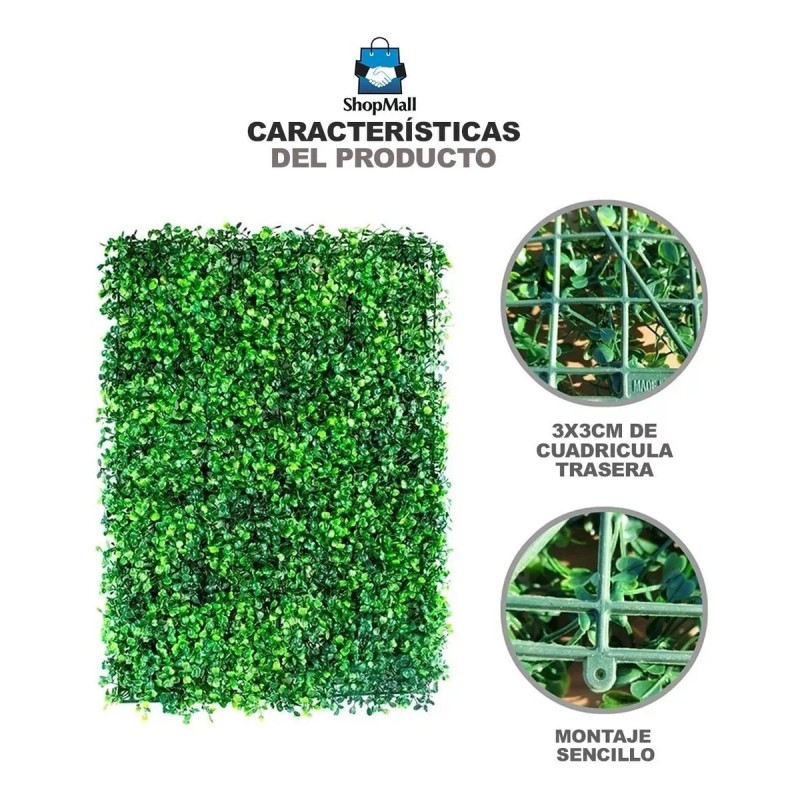ShopoMall Muro Verde Follaje Artificial Sintético 15 Pzs