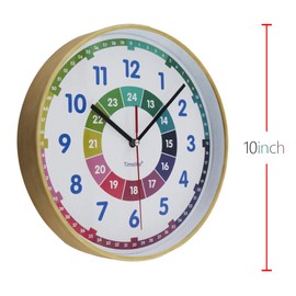 Timelike Kids Wall Clock - 10 Inch Silent Non-Ticking Colorful Wall Clock, Ideal for Bedroom,Living Room,Kitchen,Office,School Classroom (Corlorful)