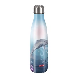 Step by Step Dolphin Pippa Blue Insulated Stainless Steel Drinking Bottle, for Carbonated Drinks, Leak-Proof, Screw Cap, 100% Recyclable, for School and Leisure, 0.5 L, Stainless Steel