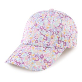 MniJiza Children's Hat Girls Summer Sun Hat for Girls Cat Floral Butterflies Baby Hat, Floral light, Ages 4 - 8