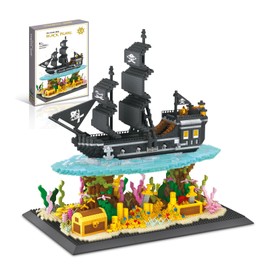flycites Pirates Ship Model Building Blocks Kits,Classic Mini Micro Blocks Building Set,4059PCS+,MOC Black Pearl Sailboat with Treasure，Collectible Display Model, Great Gift for Adults/Teens