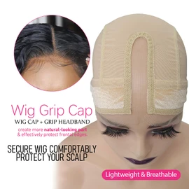 Labhairs Wig Grip Cap for Women - Non Slip, Adjustable Wig Caps Holds Glueless Wigs Securely in Place, Reusable Cap with Headband for Lace Front Wigs, One Size Fits All (Nude)