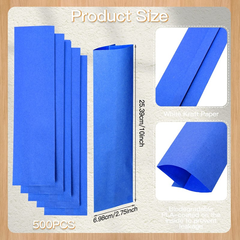Geelin 500 Pcs Paper Silverware Bags 10" x 2-3/4" Churro