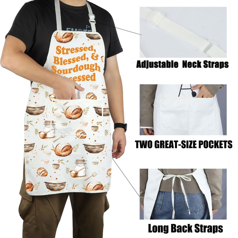 CENWA Stressed Blessed & Sourdough Obsessed Bread Baking Apron Baker