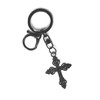 LARGE KEYRING - Cross - Black Plated. Split Ring And