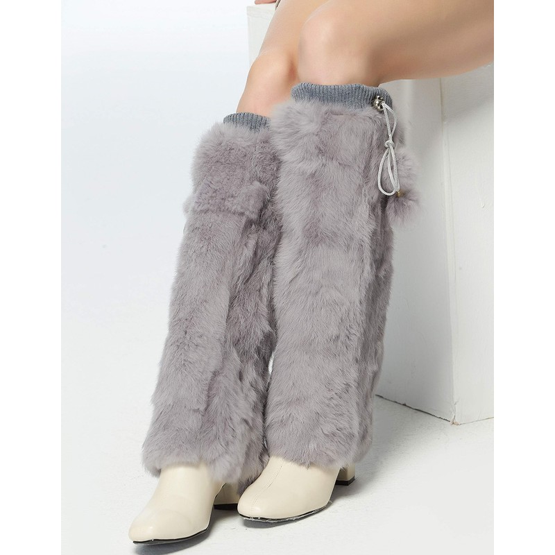 Fur Story Fur Leg Warmers Real Fur Rabbit Winter Leggings
