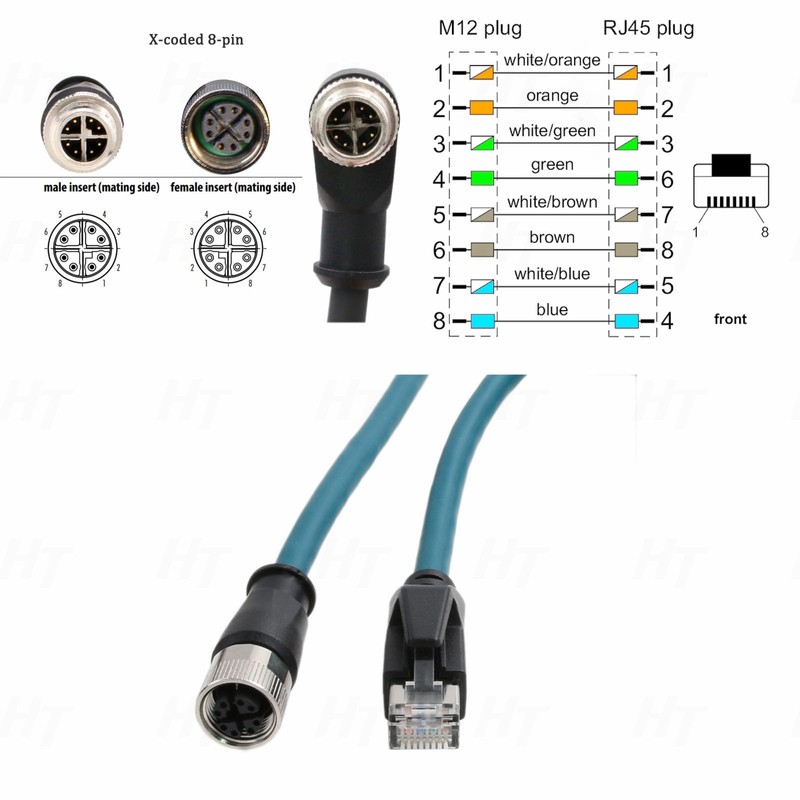HangTon - Cable Ethernet M12 con código X de 8