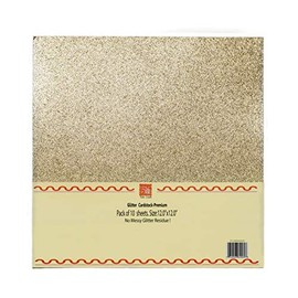 YZH Crafts Glitter Cardstock Paper,No-Shed Shimmer Glitter Paper, 12 Inch by 12 Inch, 10 Sheets,250GSM, (Champagne)