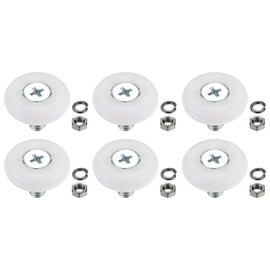 PATIKIL 25mm Drawer Rollers, 4 Set Nylon Positioning Pulleys Small Drawer Pulley Replacement Wheel with Spring Washer and Nut for File Cabinet Slides, White