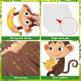 Harloon 50 Pcs Jungle Monkey Bulletin Board Set Monkey Cutouts Jungle Animals Bulletin Board Classroom Decorations for Back to School Birthday Summer Party Kindergarten Classroom Wall Decor
