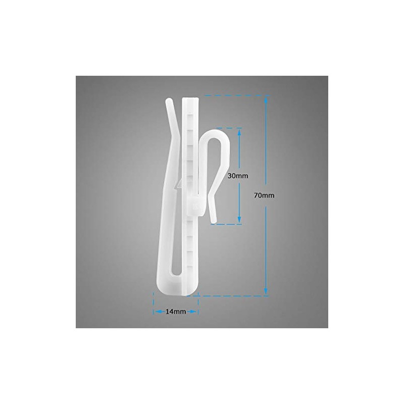 Curtain Hooks, Adjuster Hooks, 2.8 inches (70 mm), POM Resin,