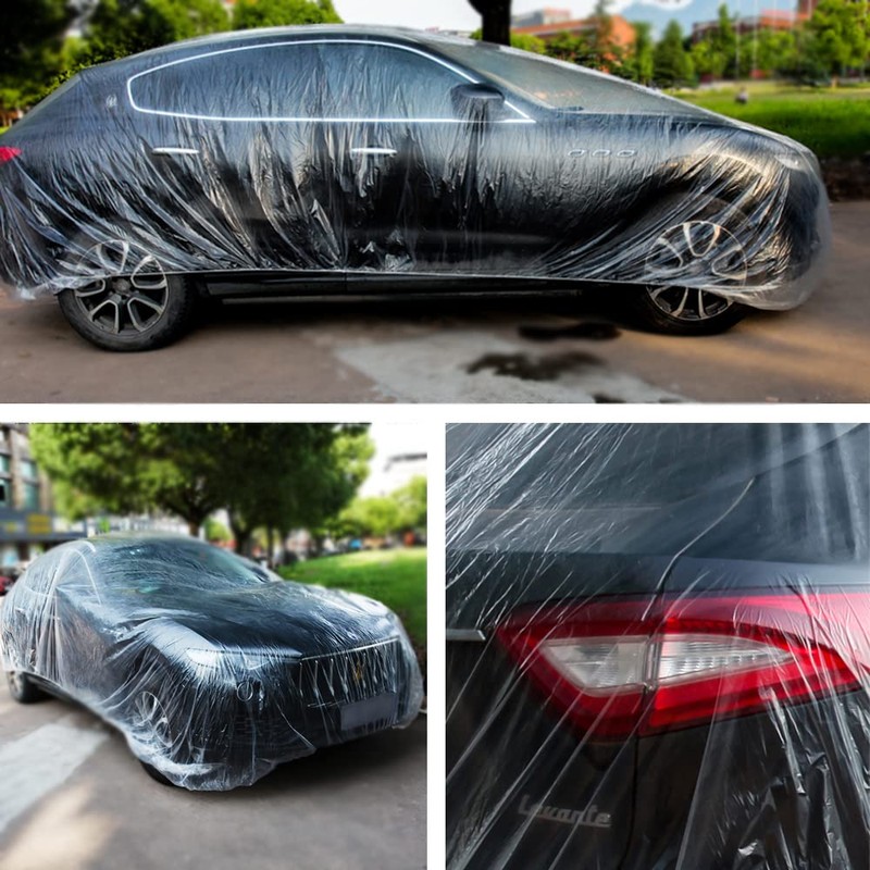 LuliKa 3 Packs Disposable Car Cover Clear Plastic Car Cover