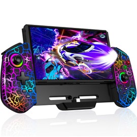 ALEEMTRY Switch Controller, Wireless Switch Pro Controller Handheld Modus mit Hall Effect Sticks/Turbo/Tischständer/6 Achsen Gyro, Großer Griff Controller Switch für Switch/OLED(Schwarze Risse)