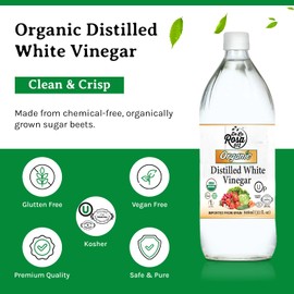 De La Rosa Organic Distilled White Vinegar, Raw & Unfiltered, Kosher for Passover, Vegan & Gluten Free, Great for Salad Dressing, Marinades, White Distilled Vinegar 32 Oz (Pack of 1)