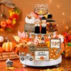 DoubleFill 21 Pcs Fall Tiered Tray Decoration Set Thanksgiving Table