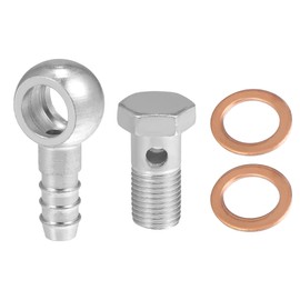 ACROPIX 14mm ID 12mm OD M14x1.5 Banjo Bolt Hose Barb Fittings Universal Banjo Fitting Fuel Line with Screw Washer for Motorcycle Silver Tone - Pack of 4