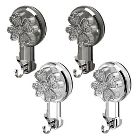 Getyjoe Pack of 4 Suction Hooks with Hooks Vacuum Rotatable No Drilling Towel Hooks Waterproof and Reusable Suction Cup Wall Hooks for Kitchen Bathroom Smooth Wall Surface 5 kg