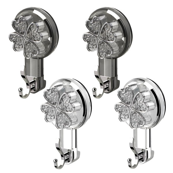 Getyjoe Pack of 4 Suction Hooks with Hooks Vacuum Rotatable