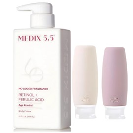 Medix 5.5 Fragrance Free Retinol Body Cream Crepey Skin Treatment, Firming Body & Face Moisturizer| Anti Aging Retinol Cream- 2 Travel Bottles Skin Care Bundle 15 Fl Oz Prosperina Card