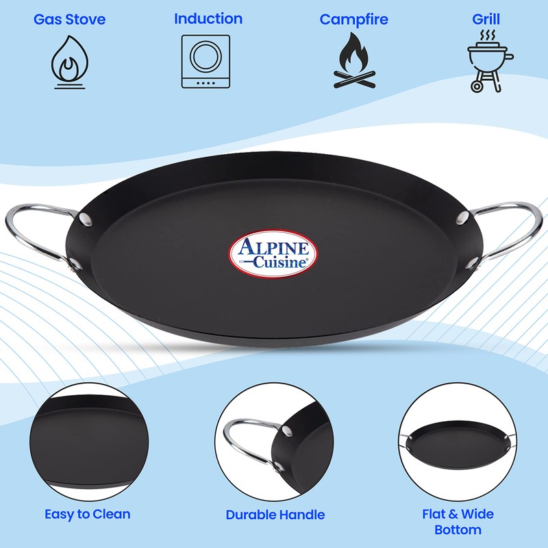 Alpine Cuisine Nonstick Round Comal Griddle 11-Inch - Black Carbon