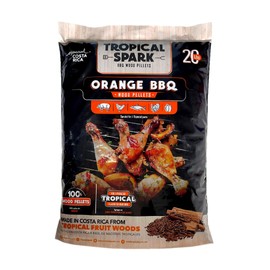 Tropical Spark Wood Chips | Perfect for BBQ, Smoking, Grilling, Bake, Roast, Braise | Premium 100% All-Natural | Orange Wood | 20 lb. Bag