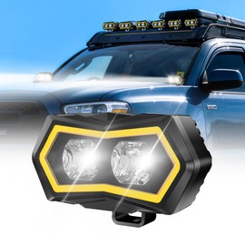 EK ENNOKING LED Pod Light 4 Inch 88W White Flood Beams Driving Fog Lamp with Amber White DRL Auxiliary Ditch Lights for Pickup Off Road Truck Motorcycle ATV UTV Boat Tractor Forklift IP68 Waterproof
