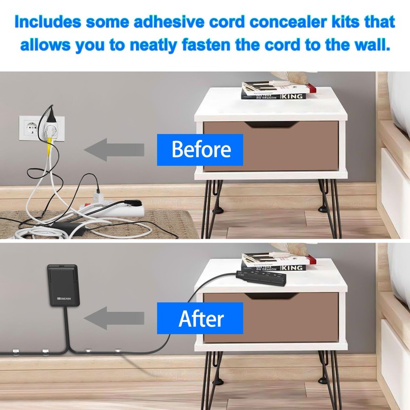 6FT Ultra Flat Plug Extension Cord with 6 Outlets, Slim