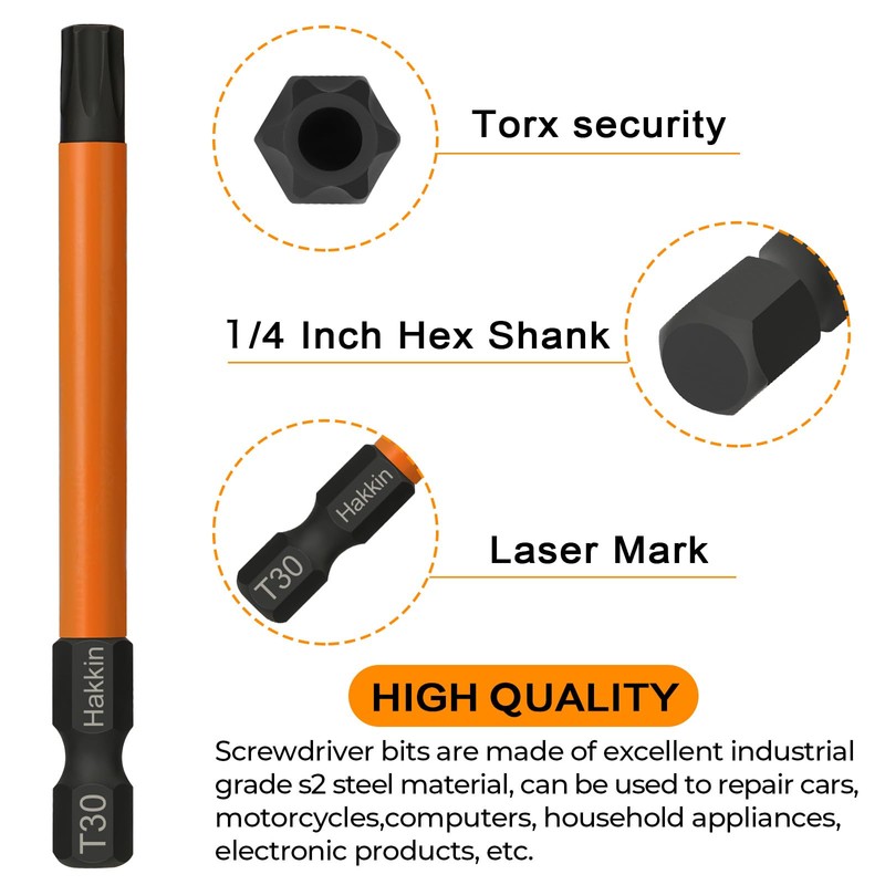 Torx Bit Set with Bit Driver Hakkin 14Pcs Tamper Proof