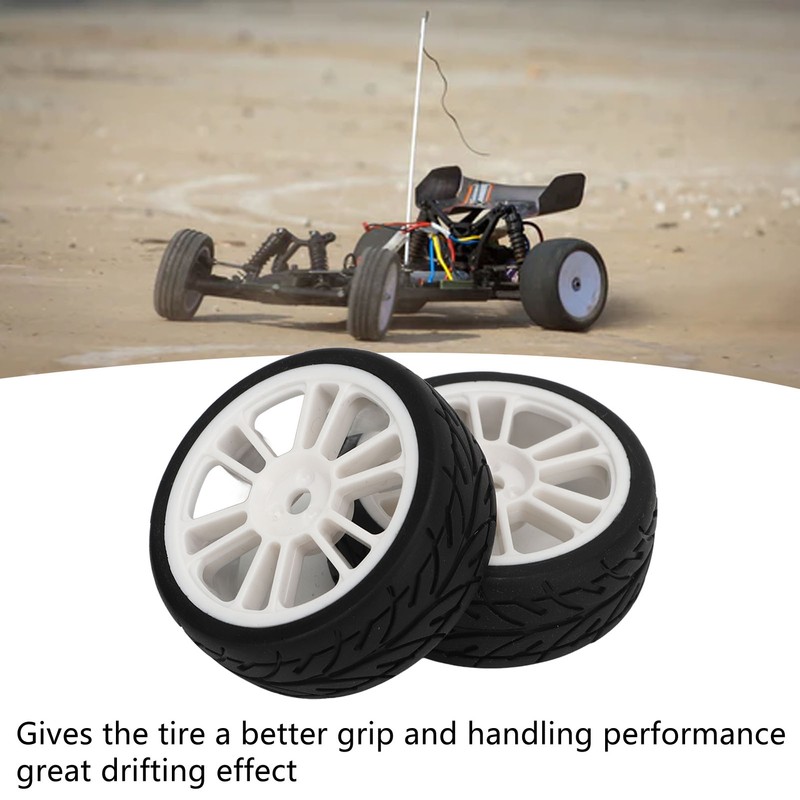2PCS RC Racing Tire Plastic Wheel Hub and Rubber Tire