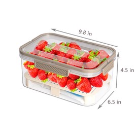 MANO Ice Chilled Snackle Box Container with Ice Pack for Veggie Serving Fruit Tray with Lid Ice Holder Bin with Handle for Party Outdoor Camping Picnic Fridge Storage(Coffee)