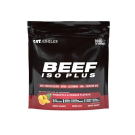 OUT ANGLED Beef Iso Plus, Beef Protein Isolate Powder, High Protein with Natural BCAAs, Zero Fat and Sugar | 900g, Pineapple Orange